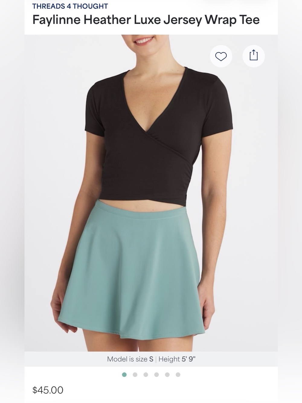 Threads 4 Thought Black Heather Luxe Wrap Crop Tee